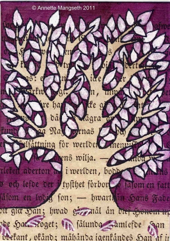 Tree - Aubergine - Original ACEO
