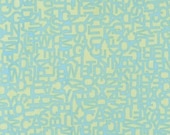 SALE/CLEARANCE SEI Chick A Dee Chick A Doo Blue Letters on Spring Green Fabric - Half Yard