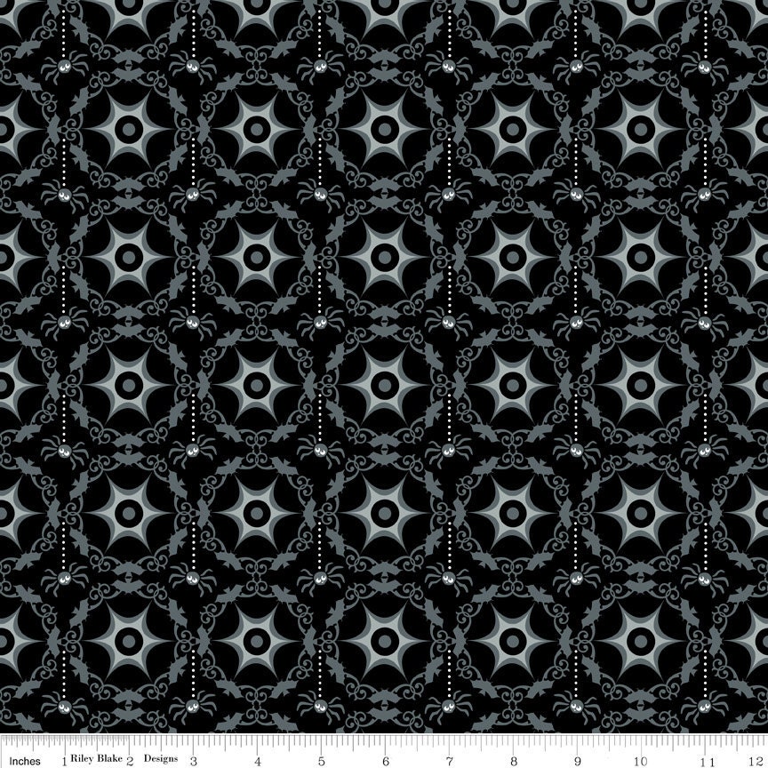 Riley Blake Designs, Costume Clubhouse, Web Black Fabric - By the Yard