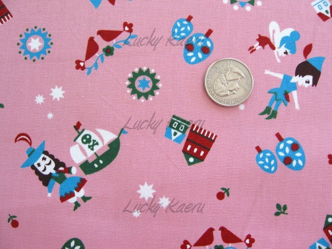 Fairy Tale Peter Pan on Pink Japanese Fabric - Half Yard