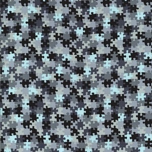 Michael Miller Jigsaw Camo Black Fabric - By the Yard
