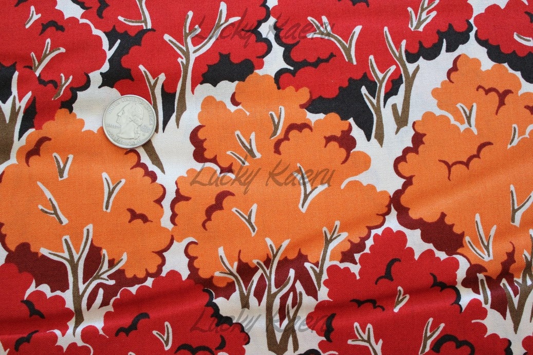 SALE Sentimental Studios, Farmyard, Trees, Barn Red Fabric - By the Yard