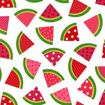 Ann Kelle Metro Market, Watermelon on White Fabric - By the Yard