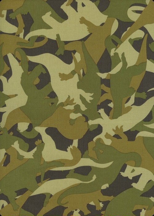 Timeless Treasures Dinosaur Camo Green Fabric - By the Yard