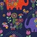 Elephants on Parade, Elephant Showers Navy Fabric - By the Yard