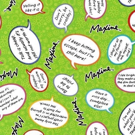 Maxine Pictures  Quotes on Hallmark Maxine Quotes On Lime Green Fabric   Remnant Size 24 Inches