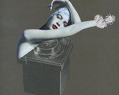 Diamond Diver. Limited edition print of an original collage by Vivienne Strauss.