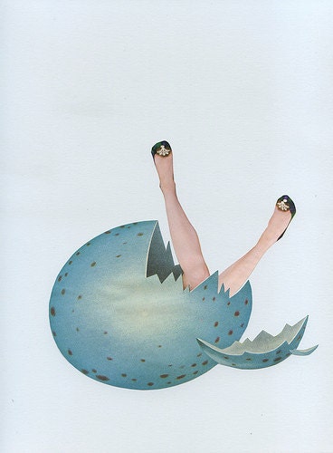 Hatched.  Limited edition print of an original collage by Vivienne Strauss.