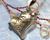 Locket  Necklace Heart shape Wish  Antique Brass - Birthday or  Graduation  Gift
