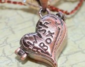 Locket  Necklace  Wishes Heart Antique Red Copper,  Graduation Gift