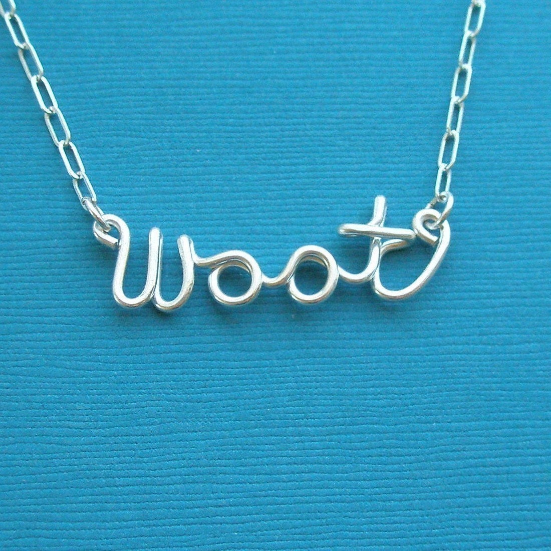 woot (sterling silver wire word necklace)