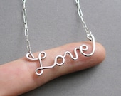 Love Necklace (sterling silver wire word) American Cancer Foundation donation