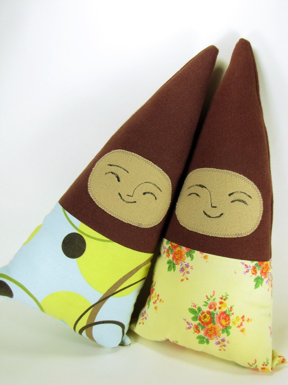 Two Sided Pillow Gnome - Blue and Retro