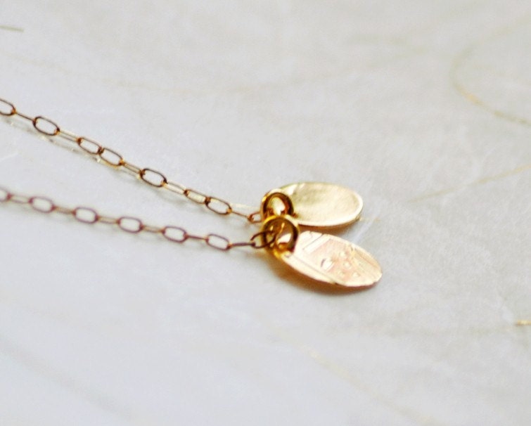 Gemini - gold double ovals necklace on gold fill chain - delicate jewelry - women gift under 40
