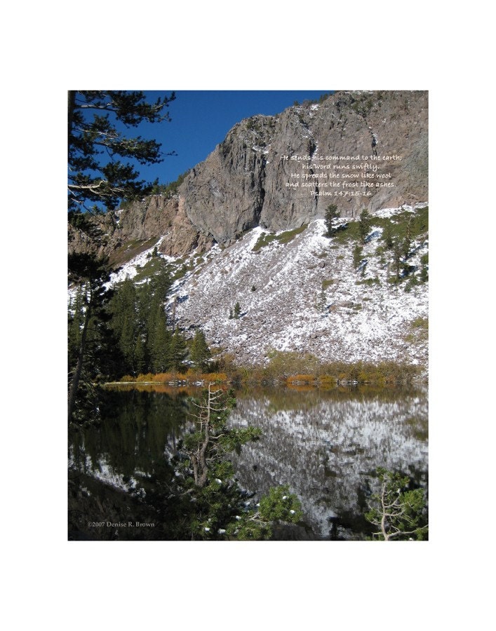 Autumn Snow at Twin Lakes (Psalm 147:15-16), Original Photography Print 8x10