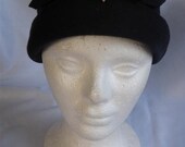 Vintage Hat 1960s Navy Blue Wool
