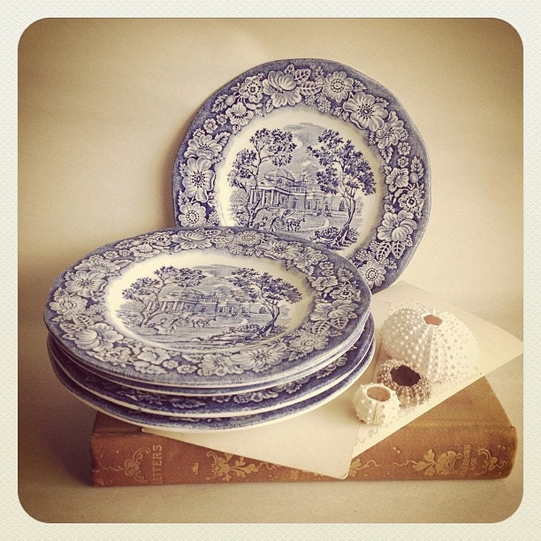 Staffordshire Liberty Blue Bread & Butter Plate Monticello Ironstone England - 5