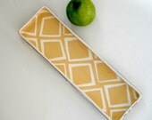 Ceramic Rectangular  tray, golden yellow and grey- made to order
