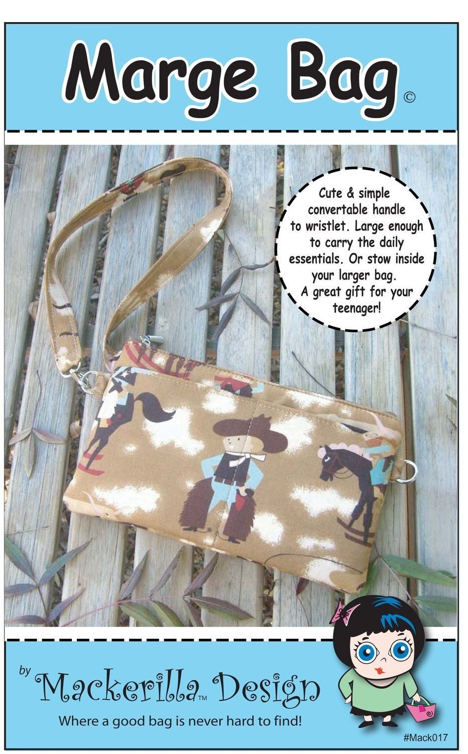 Sewing Pattern Marge Handbag Wristlet PDF