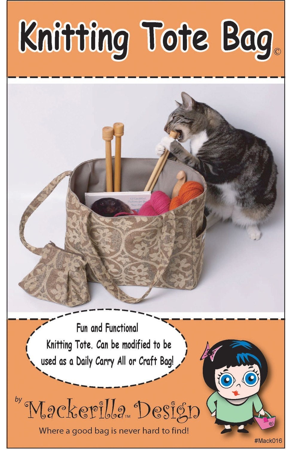 Mackerilla Knitting Tote Pattern PDF file