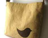 Gold and Chocolate --- Paisley Chickie Shoulder Bag (fits laptop)