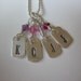 PMC Fine Silver Custom Hand Stamped Personalized Mini Dog Tags Family Necklace with Birthstone Crystals on Sterling Chain