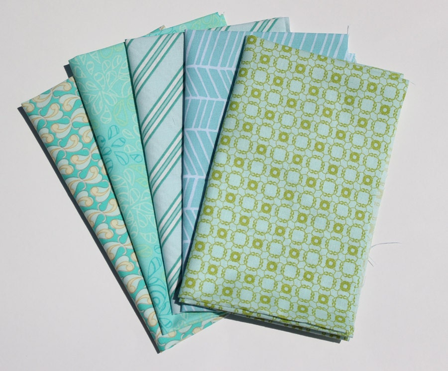 5 Aqua - Fat Eighth Bundle - Quilting Fabric