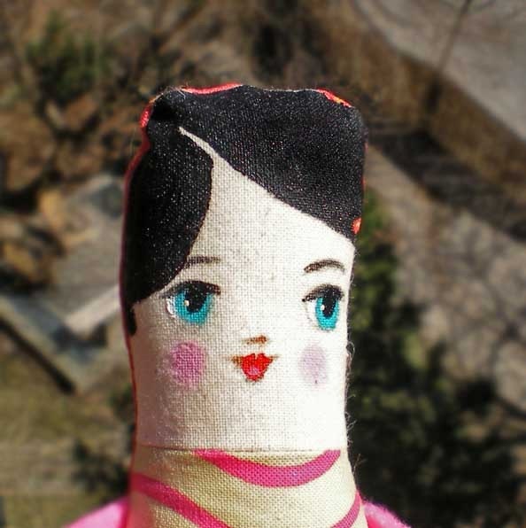 ESTELLE with black hair original hand painted SOFTIE art DOLL