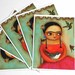 Frida Kahlo with bird POSTCARD set of 5 made from folk art painting by tascha