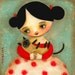 SIAMESE cat with girl PRINT of an original painting by tascha 6x6