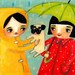 RAINY day PUG darling cute wall art PRINT of an original painting by tascha