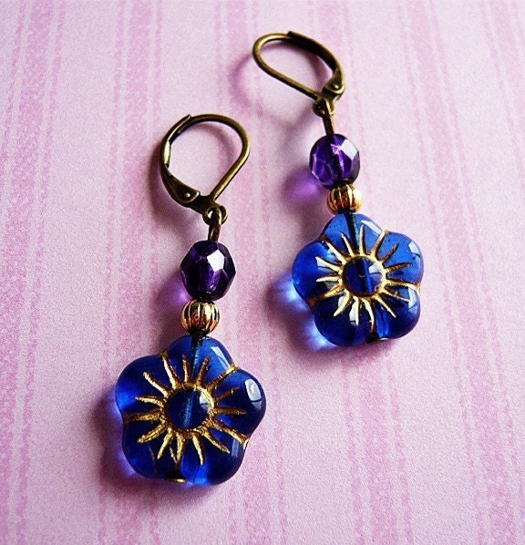 Midnight Blue Flower Earrings
