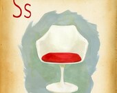 Modern Design Deck- S is for Saarinen - small print - mid century modern retro Eames inspired wall art