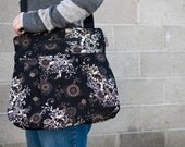 iPad Purse Kindle Handbag iPad Shoulder Bag Nook Purse Padded Electronics Pocket LARGE HOBO BAG Black Beauty Fabric