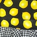 Retro Kitchen Apron,  Yellow Lemons / Black and White Checks, Hostess Style with Ruffle