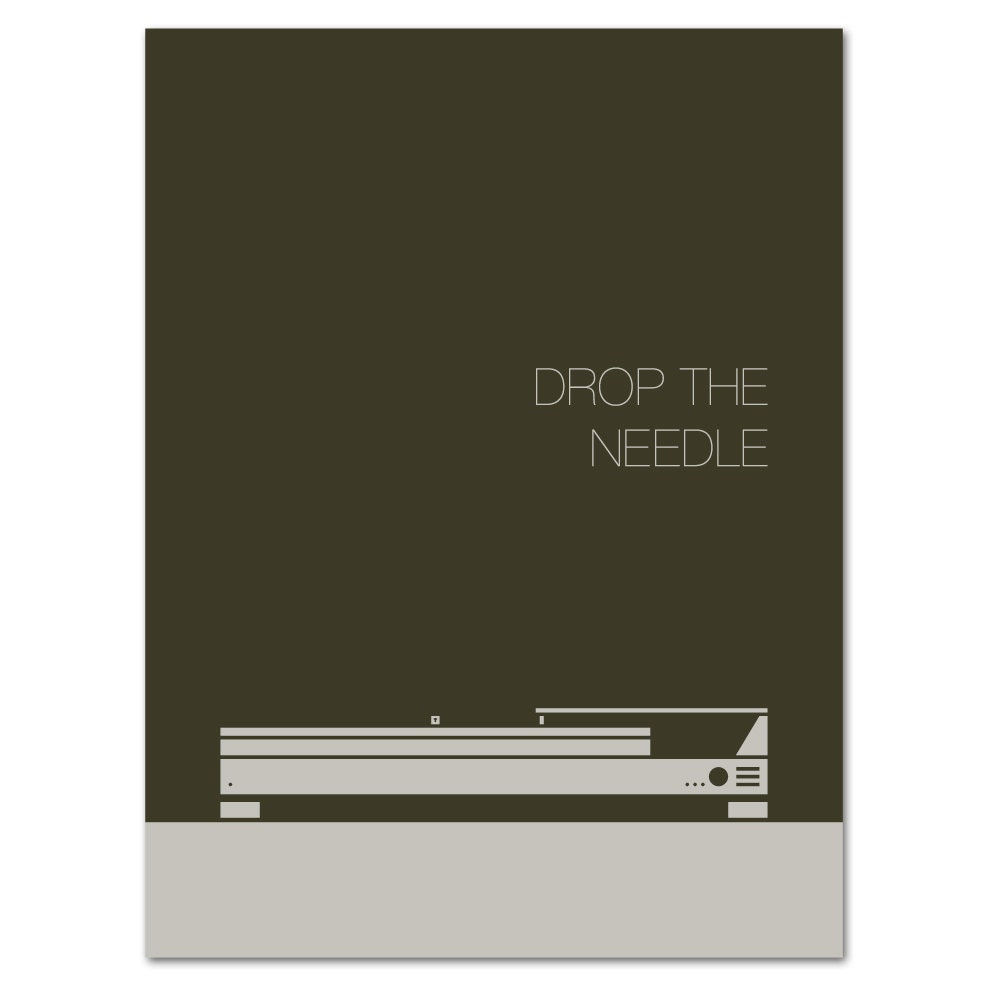 Print: Drop the Needle - Mid Century Turntable Illustration