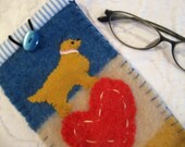 Golden Retriever Dog Eyeglass / Sunglass Case - Vintage Wool