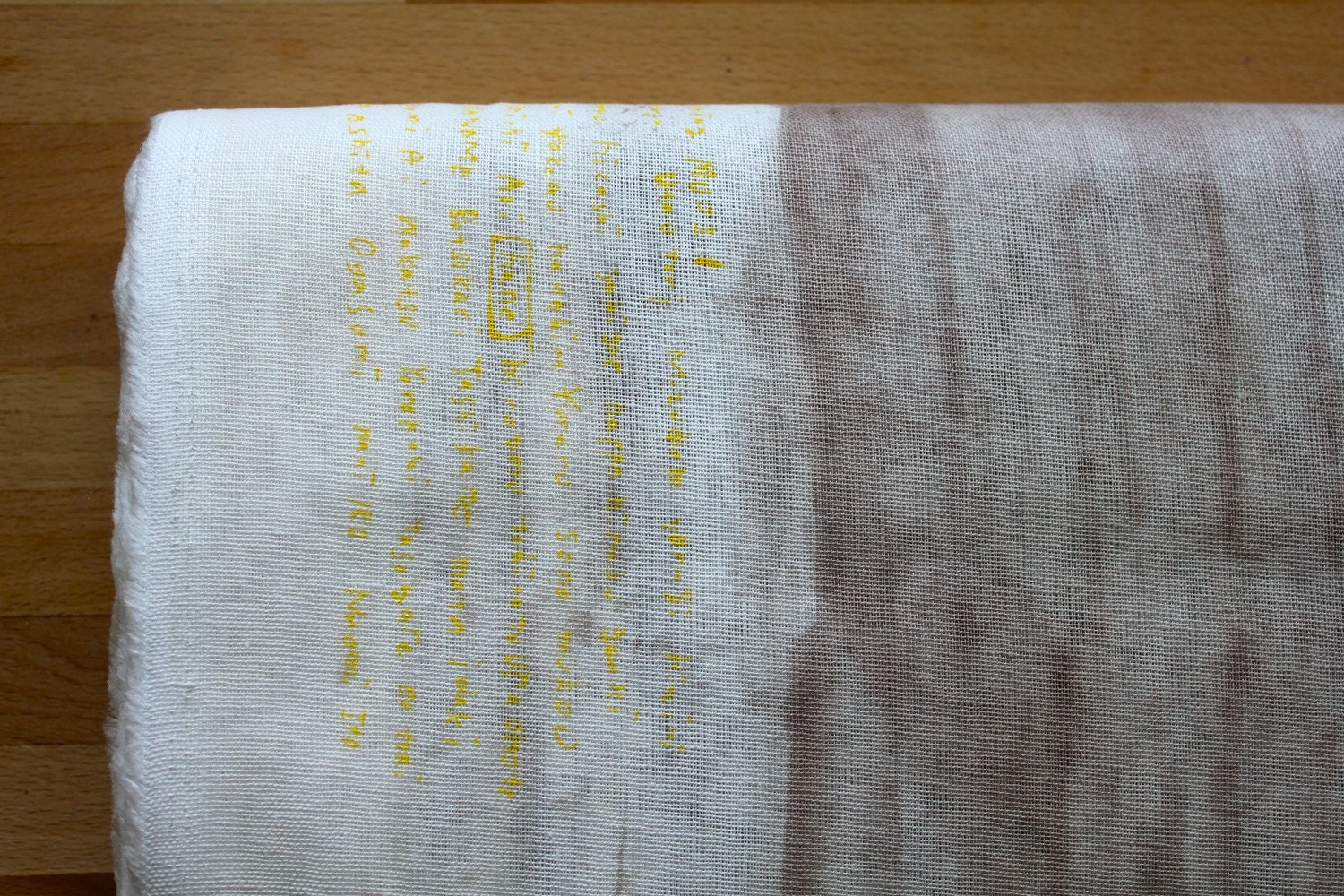 Nani Iro Japanese Fabric Painting Muji - beige grey on white - linen blend