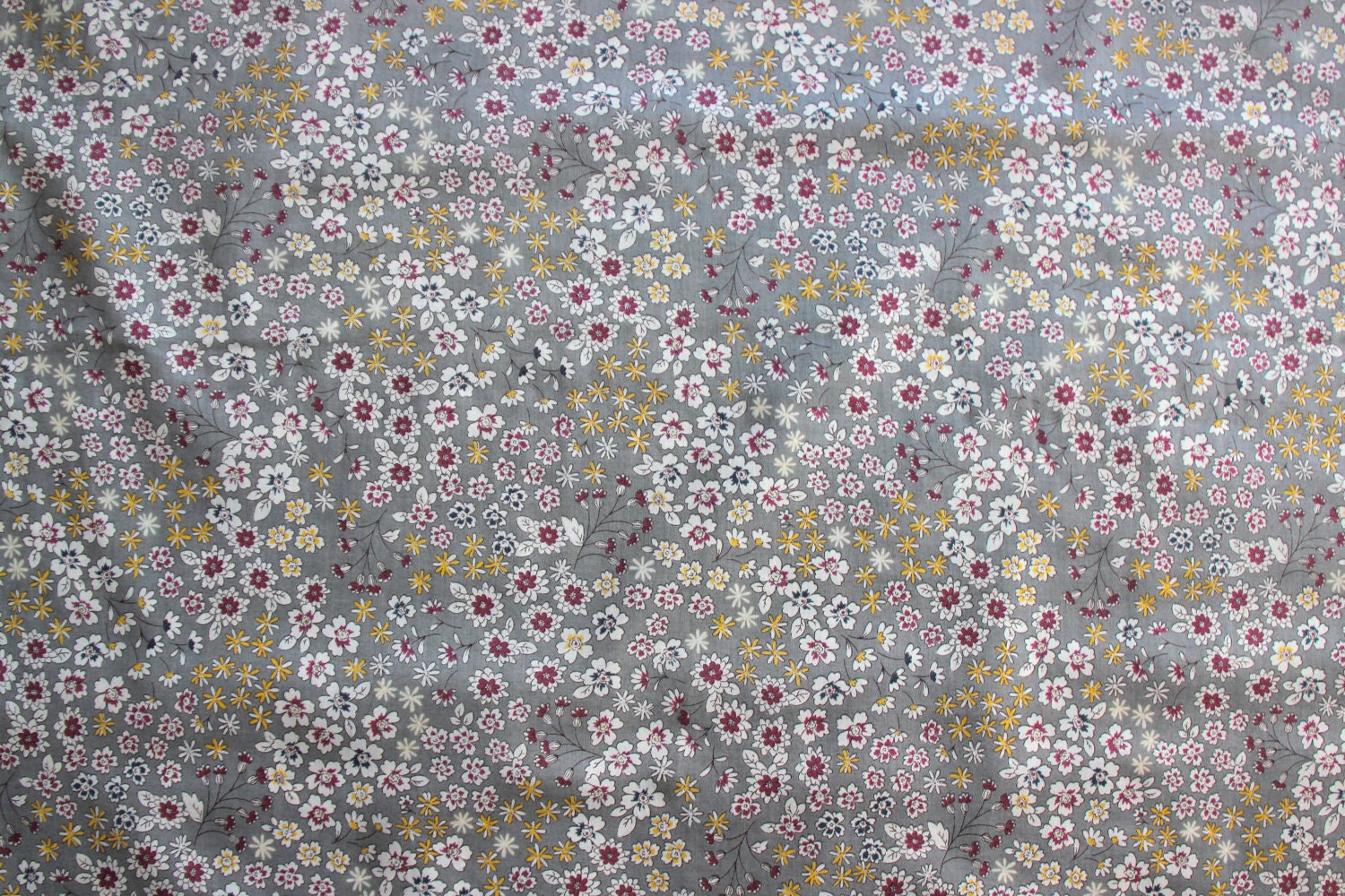Japanese Fabric Cotton Lawn Lecien Memoire A Paris - Floral A - grey, mustard, magenta, blue