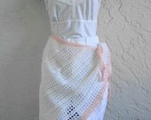 hand crochet Shawl Swim Beach Cover Up Sarong Capelet Hipster White Pink