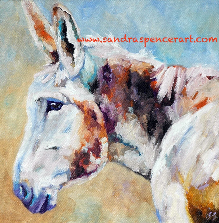 Original Donkey Painting 8x8 by me Sandra Spencer