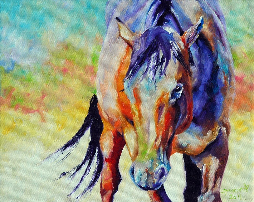 Original Colorful Horse Painting 8x10 By Mybunnies3 On Etsy