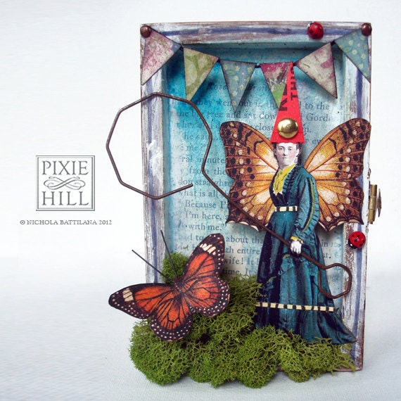 The Catcher - A Whimsical Original Mixed Media Altered Art Fairy