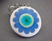 Handmade Porcelain Pendant - Scallop Design with Crackled Glaze