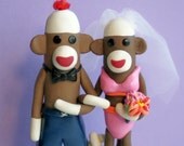 Beach Destination Sock Monkey Wedding Cake Topper 5 inch