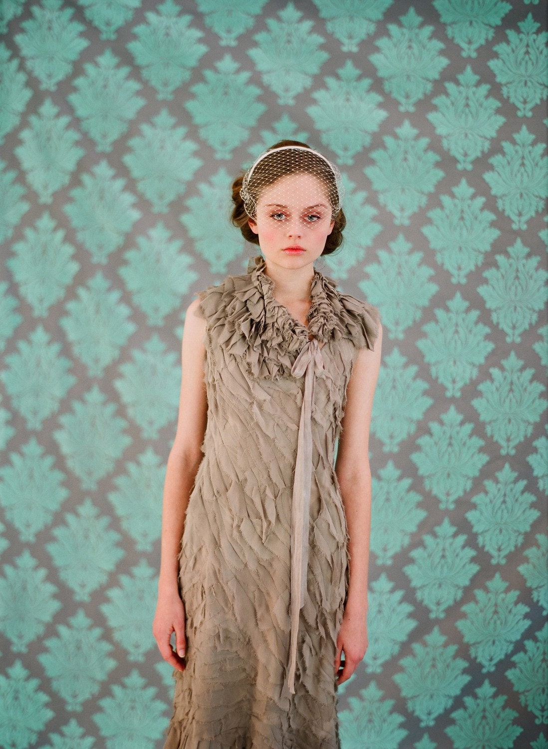 Birdcage veil headband, straight - Style 135 - Made to Order