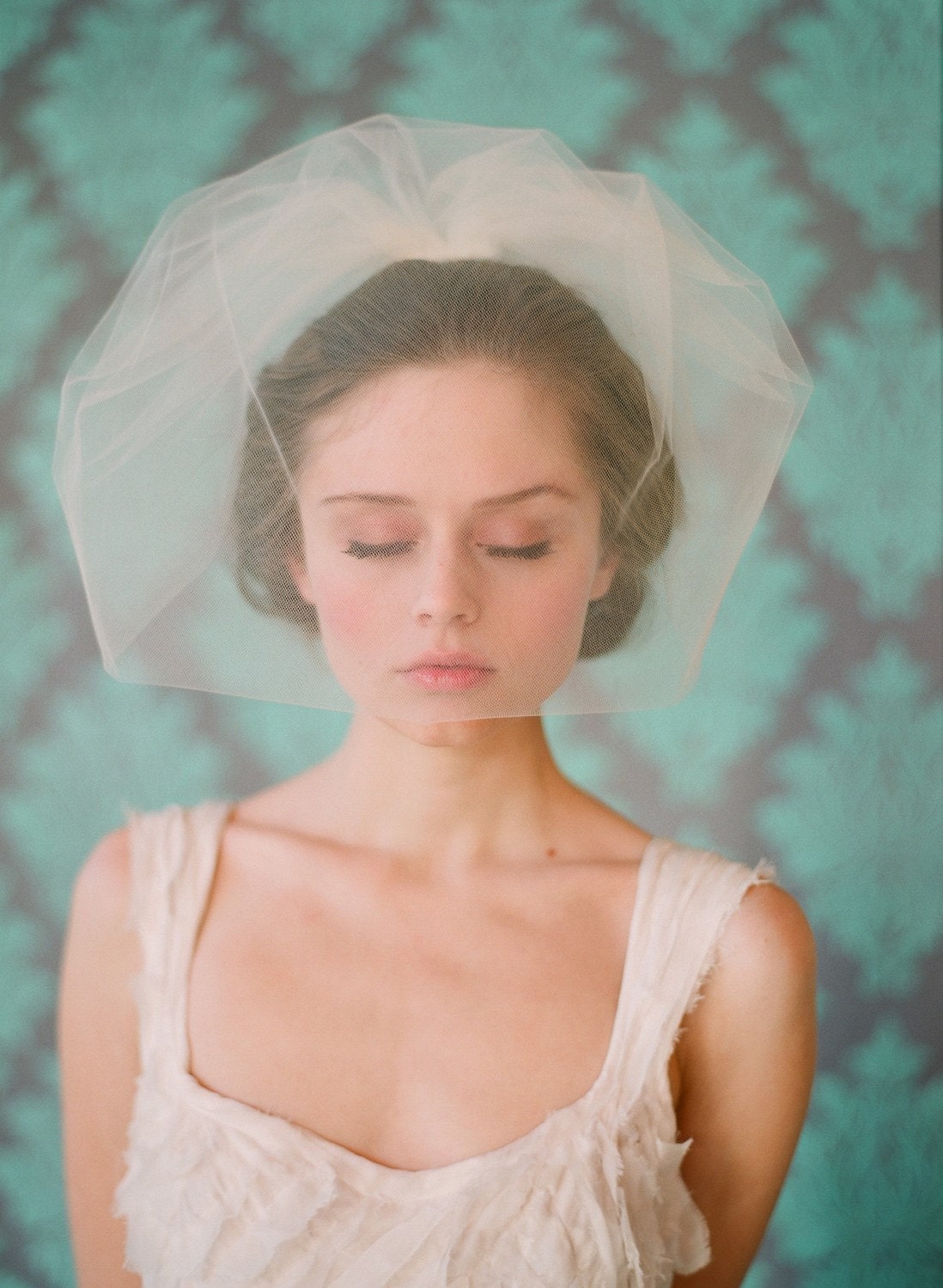 Bridal tulle birdcage veil - Double layer full tulle birdcage veil - Style 131 - Ready to Ship