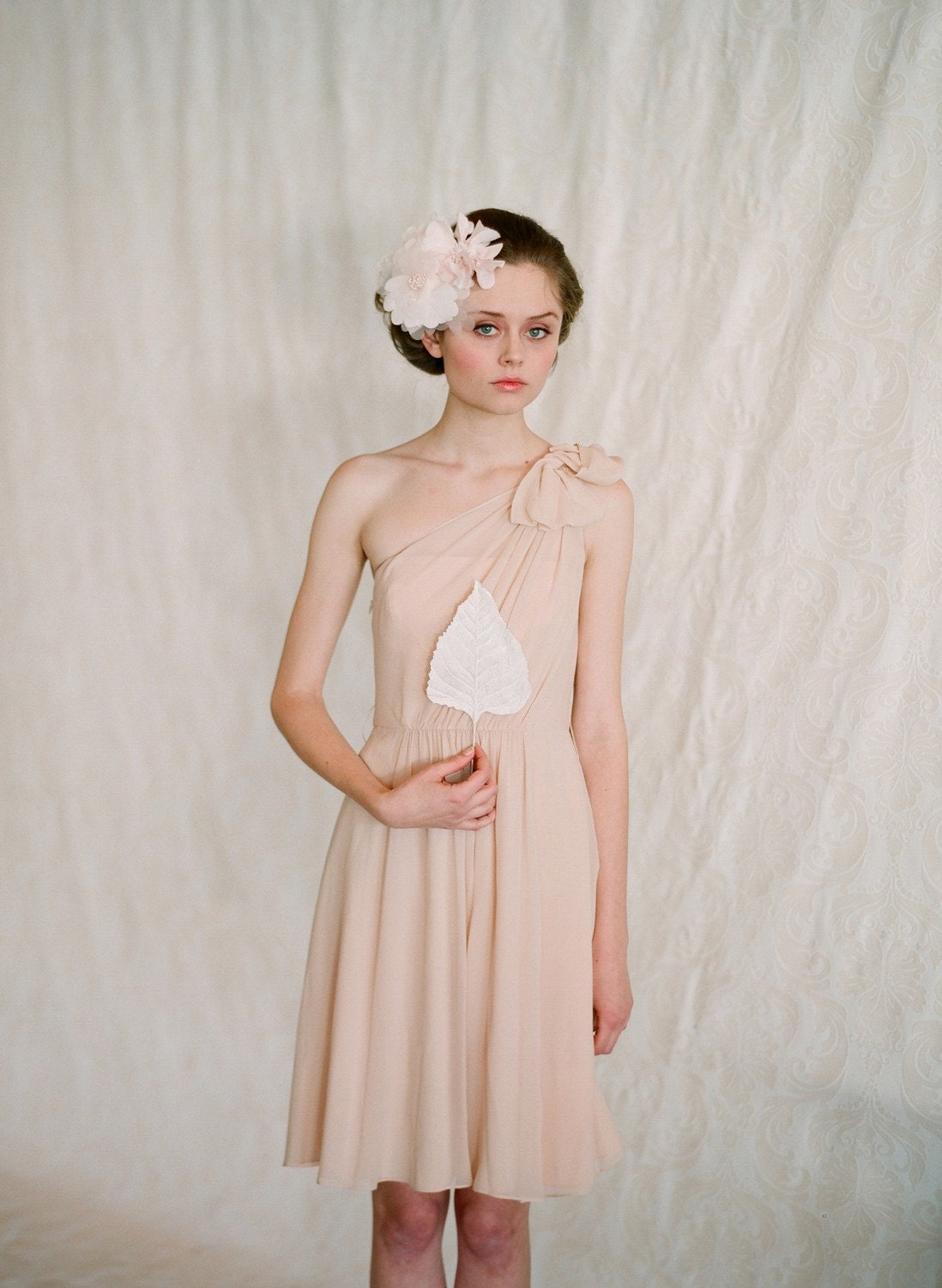 Blush bridal hair flowers, silk - Blush cluster head piece - Style 125 - Made to Order