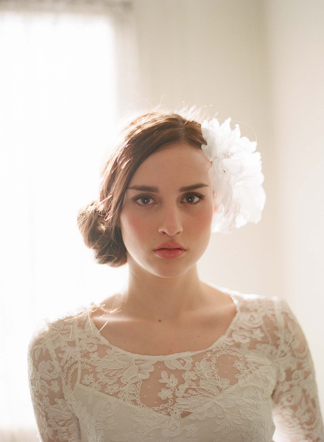 Bridal silk hair flowers - Double sheer silk organza flower comb - Style 206 - Ready to Ship