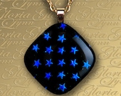 Dichroic Fused Glass Pendant Jewelry, Dichroic Pendant, Fused Glass Pendant - Stars Of Blue - DIA32